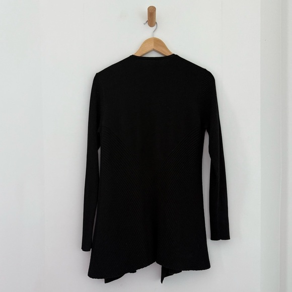 Eileen Fisher black silk cotton open front draped cardigan - Medium - Picture 5 of 8